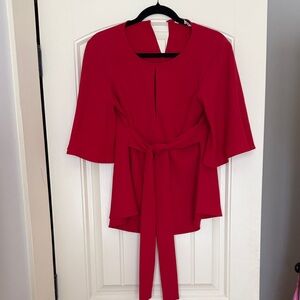 Zara Red Blouse with Tie Waist
